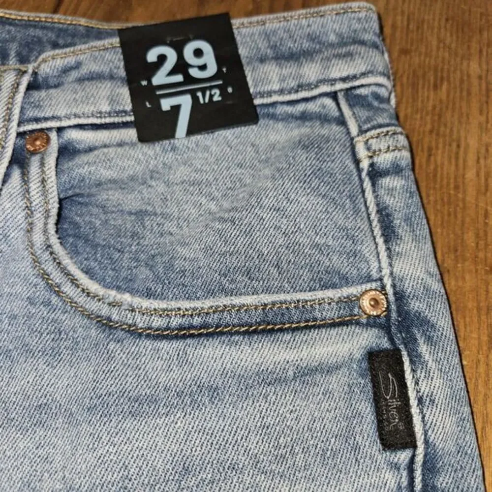 Silver Jeans Co. Womens‎ Vintage Long Shorts High Rise Indigo Blue Denim Size 29